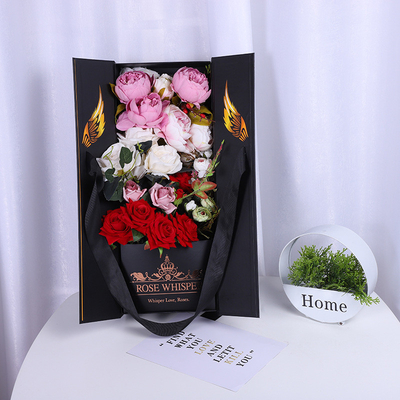 Black Empty Valentines Cardboard Flower Boxes Wholesale OEM