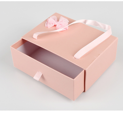 Clothing Packaging Box Custom Logo Drawer Gift Box With Ribbon Handle