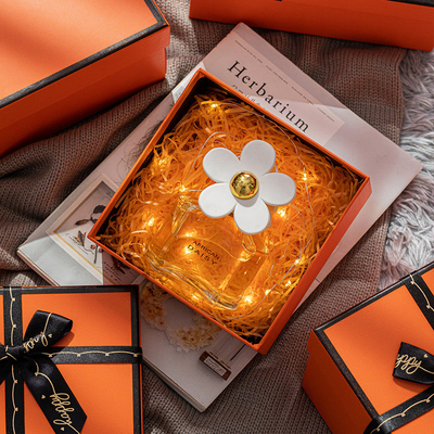 Custom Cardboard Wedding Box , Ribbon Bow Christmas Gift Boxes with UV Coating