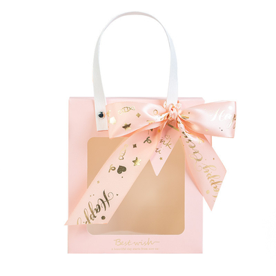 Transparent Window Bag Cardboard Gift Packaging Box With Handle