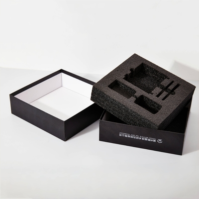 Reusable Custom logo printed Elegant Black cardboard Box with foam Cosmetic Perfume Gift product packaging paper boxes