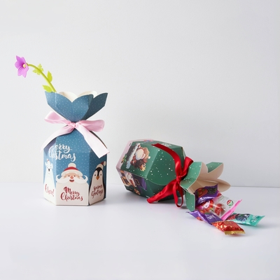 Wholesale Folding Candy Cake Christmas Gift Paper Box Packing With Ribbon
