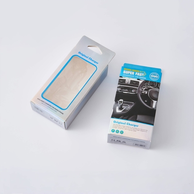 Custom Logo Small Box Charger Foldable Art Paper Package Box With Display Window Film