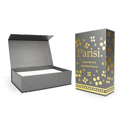 Rigid Cardboard Gift Packing Boxes Glod Hot Stamping Foil Magnetic Lid