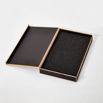 Customized Size Black Gift Phone Case Wood Box Packaging With Foam And Handmade Design