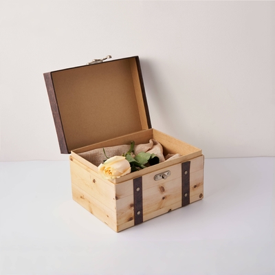 Wholesale Luxury Large Capacity Wooden Gift Box Wood Flap Lid Storage Packaging Boxes With Lock