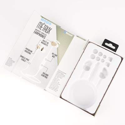 Custom Packaging Wired Bluetooth Earphone Paper Package Box With Hook & Blister Tray
