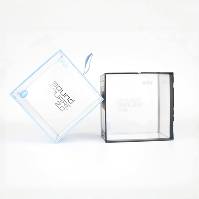 Custom Logo Plastic Transparent PVC Box , Ribbon Sliding Out Pakackaging Boxes With Windows