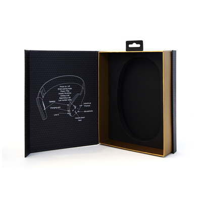 Custom Electronic Products Book Shape Packaging Box EVA Tray Magnetic Cardboard Box for Headphones