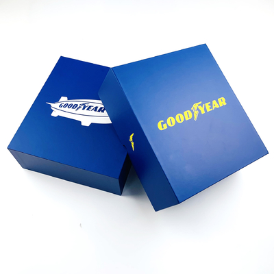 Custom Printed Dark blue Matte Rigid Paper Box lid and base Gift Box For Shoes Clothing brand packaging