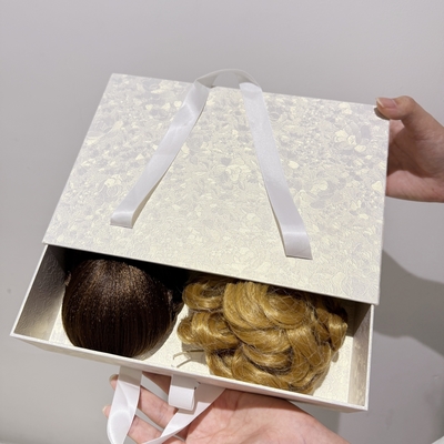 Custom Luxury 3D Textured Rigid Drawer Sliding Gift Box Human Hair Extension Wigs Paper Boxes Packaging
