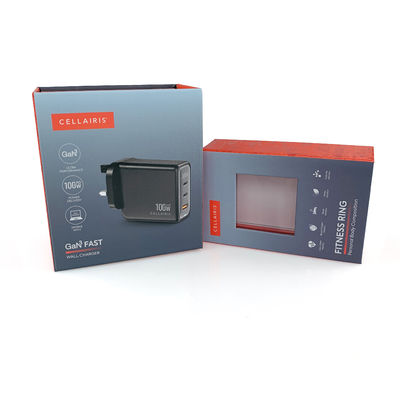  Custom Rigid Cardboard Flip Mobile Charger Box Magnetic Data Cable USB Adapter Paper Packaging Box with Clear Window box