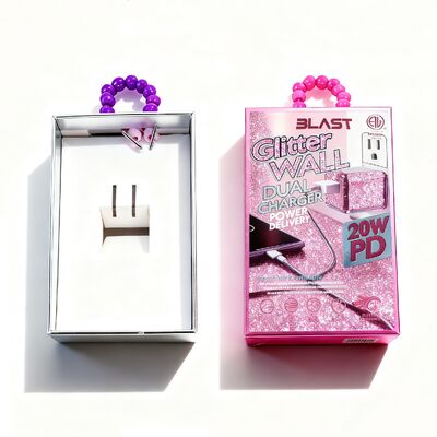 Custom Phone Charger Packaging Box Paper Box With Beaded Hanger Window For Chargers Adapters