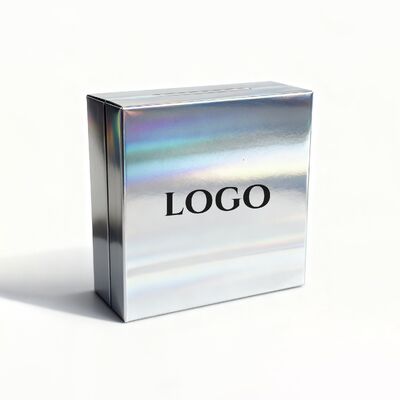 Luxury Custom Holographic Silver Jewelry Gift Box with OEM Logo on Coated Paper